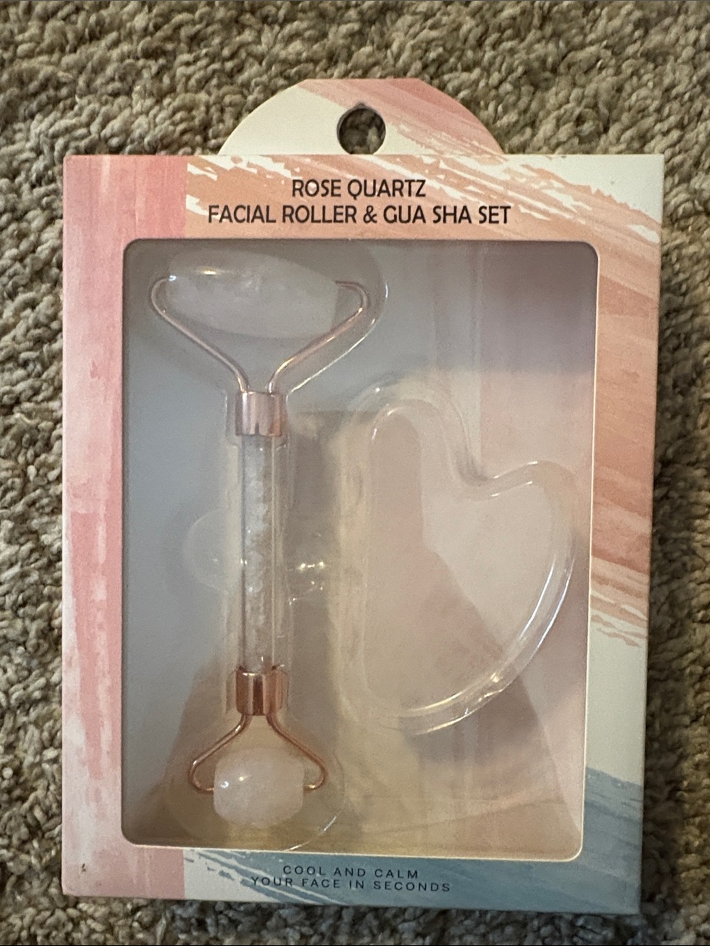 Marshalls Rose Quartz Facial Roller & Gua Sha Set - Pink with Rose Gold Accents